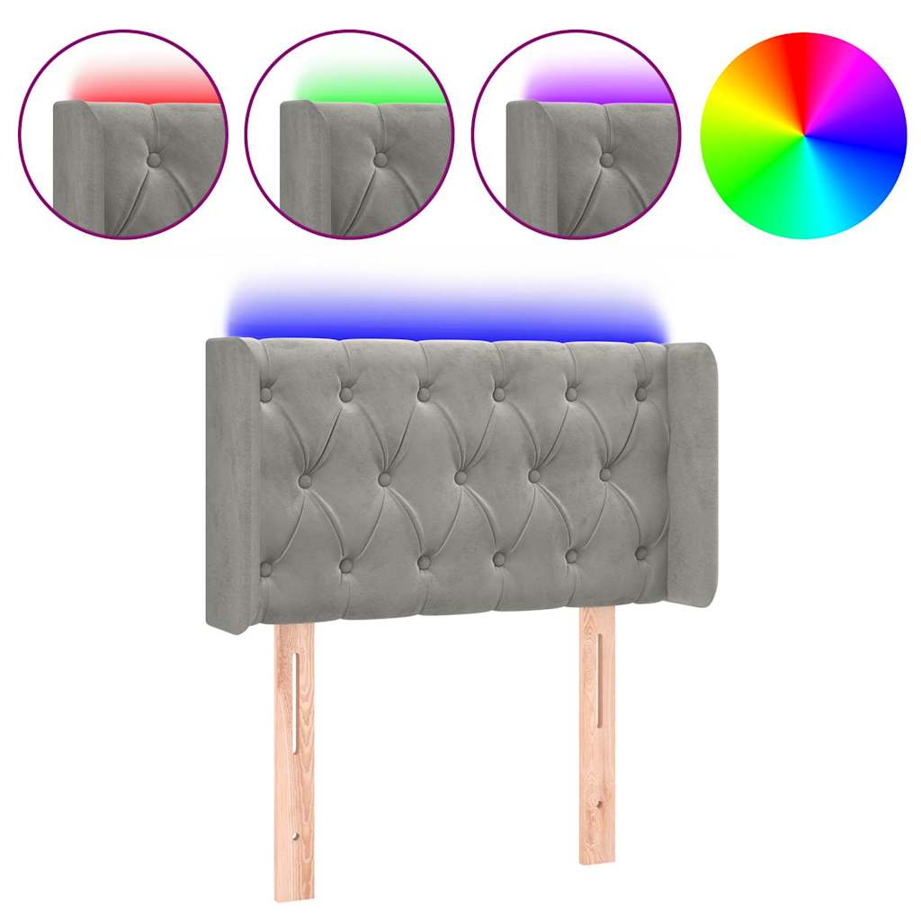 Vidaxl hoofdbord led 83x16x78 88 cm fluweel lichtgrijs