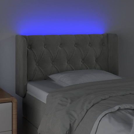 Vidaxl hoofdbord led 83x16x78 88 cm fluweel lichtgrijs