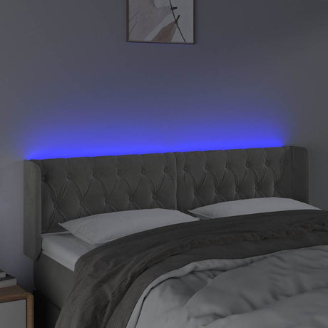 Vidaxl hoofdbord led 147x16x78 88 cm fluweel lichtgrijs