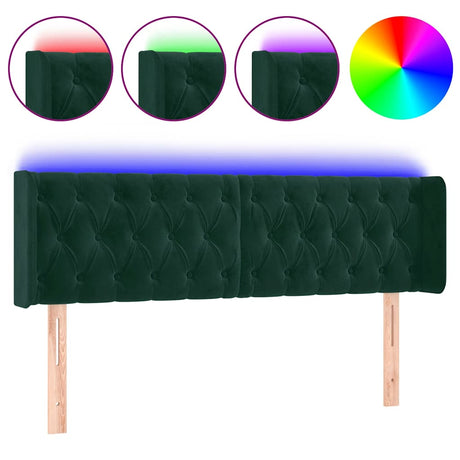 Vidaxl hoofdbord led 147x16x78 88 cm fluweel donkergroen