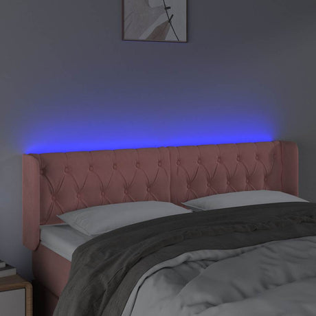 Vidaxl hoofdbord led 147x16x78 88 cm fluweel roze