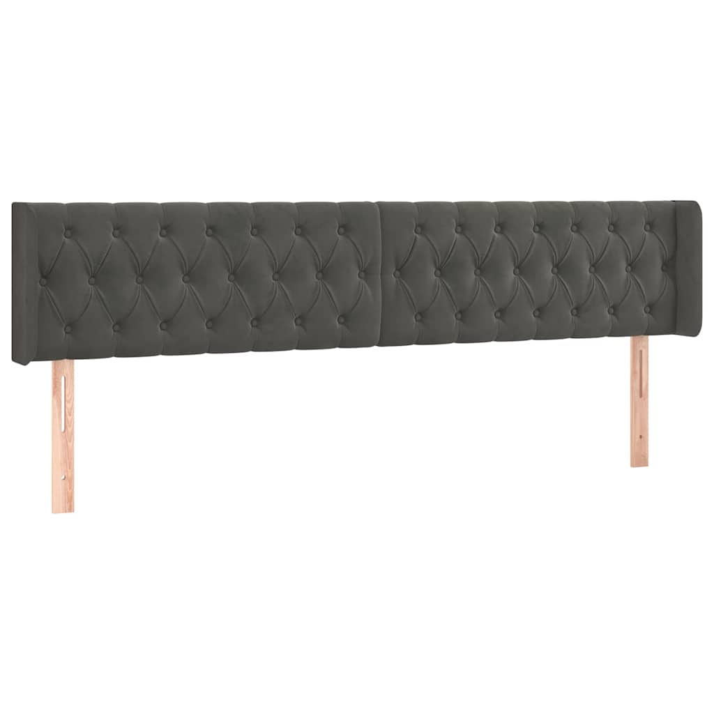 Vidaxl hoofdbord led 183x16x78 88 cm fluweel donkergrijs