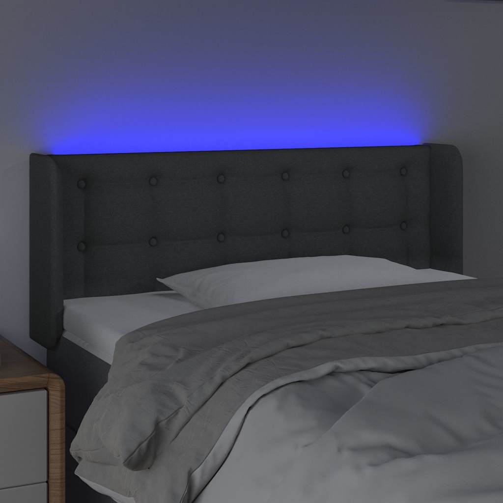 Vidaxl hoofdbord led 93x16x78 88 cm stof donkergrijs