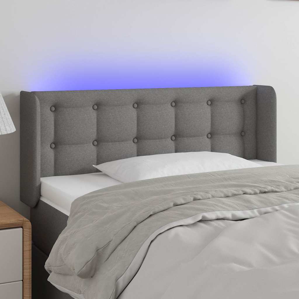 Vidaxl hoofdbord led 93x16x78 88 cm stof donkergrijs