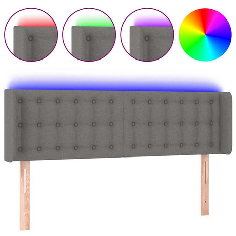 Vidaxl hoofdbord led 147x16x78 88 cm stof donkergrijs