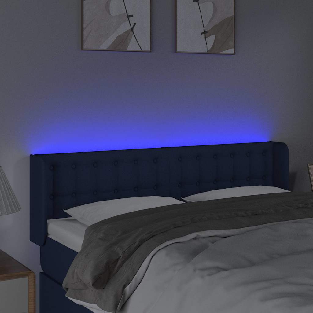 Vidaxl hoofdbord led 147x16x78 88 cm stof blauw