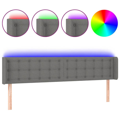 Vidaxl hoofdbord led 163x16x78 88 cm stof donkergrijs