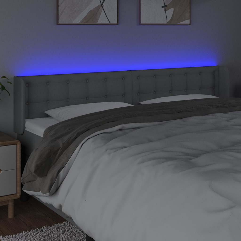 Vidaxl hoofdbord led 183x16x78 88 cm stof lichtgrijs