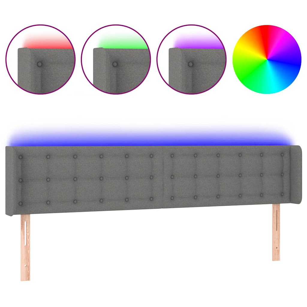 Vidaxl hoofdbord led 203x16x78 88 cm stof donkergrijs