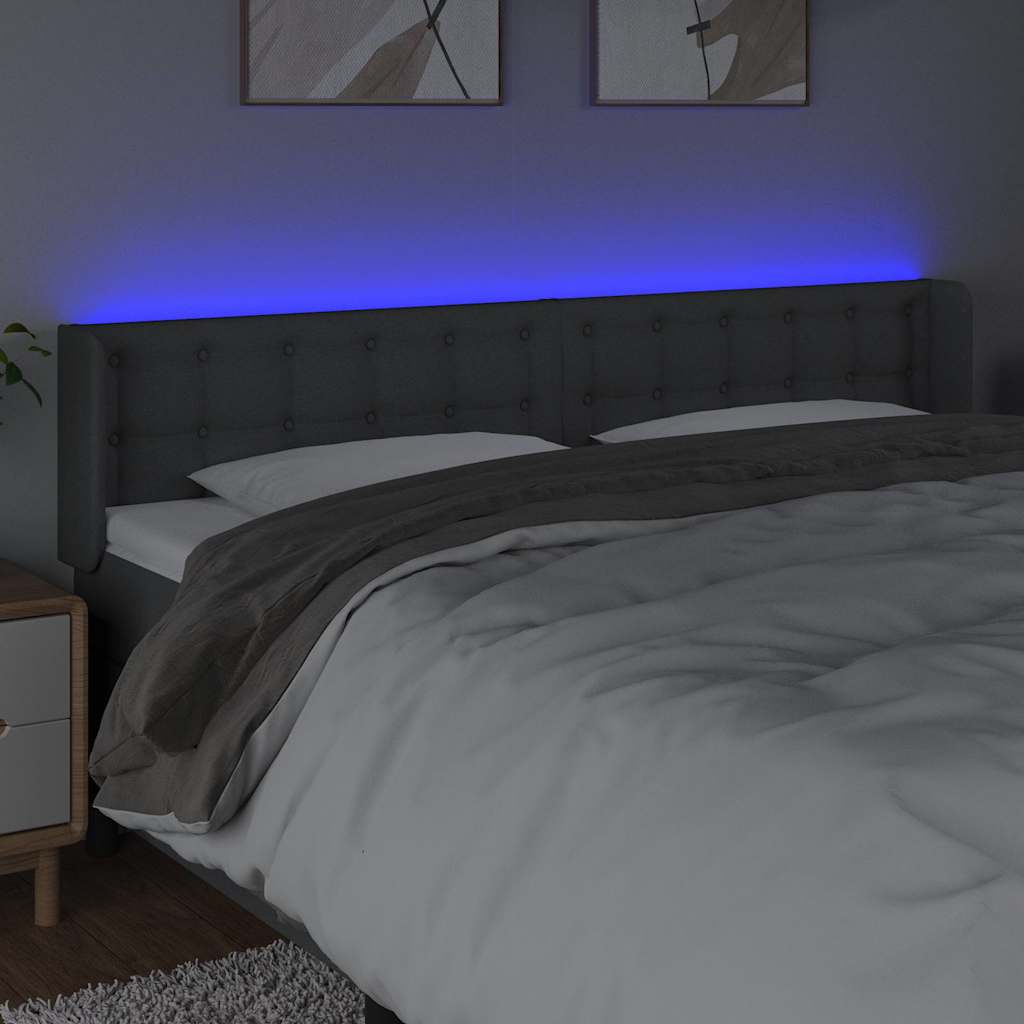 Vidaxl hoofdbord led 203x16x78 88 cm stof donkergrijs