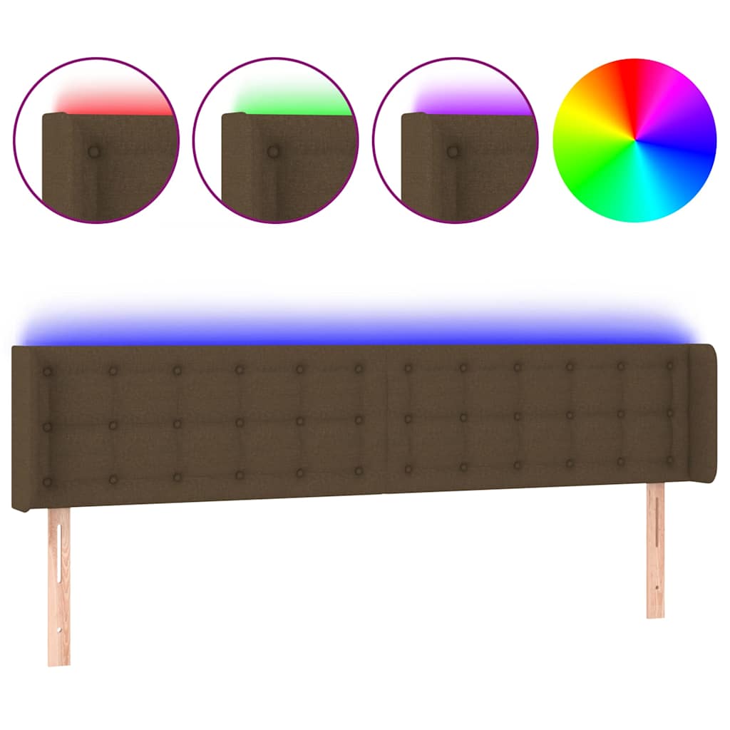 Vidaxl hoofdbord led 203x16x78 88 cm stof donkerbruin