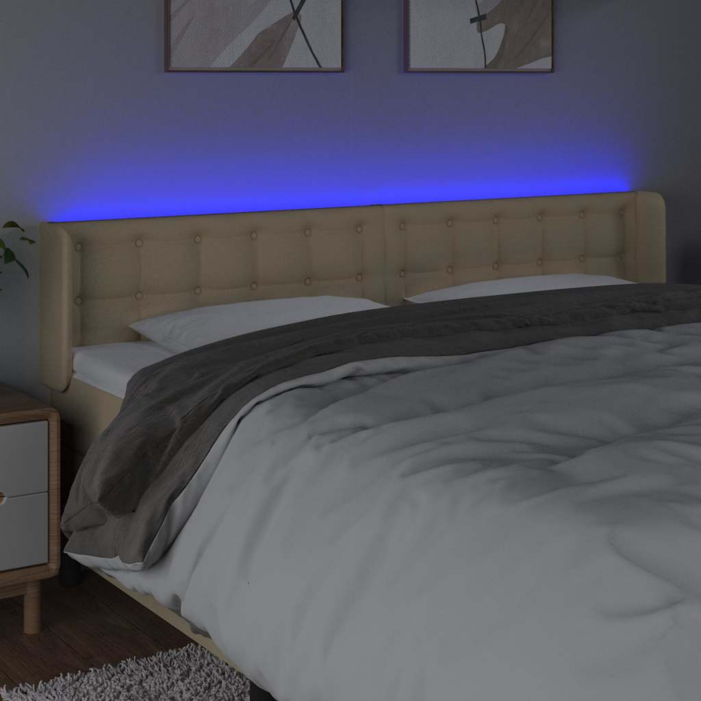 Vidaxl hoofdbord led 203x16x78 88 cm stof crèmekleurig
