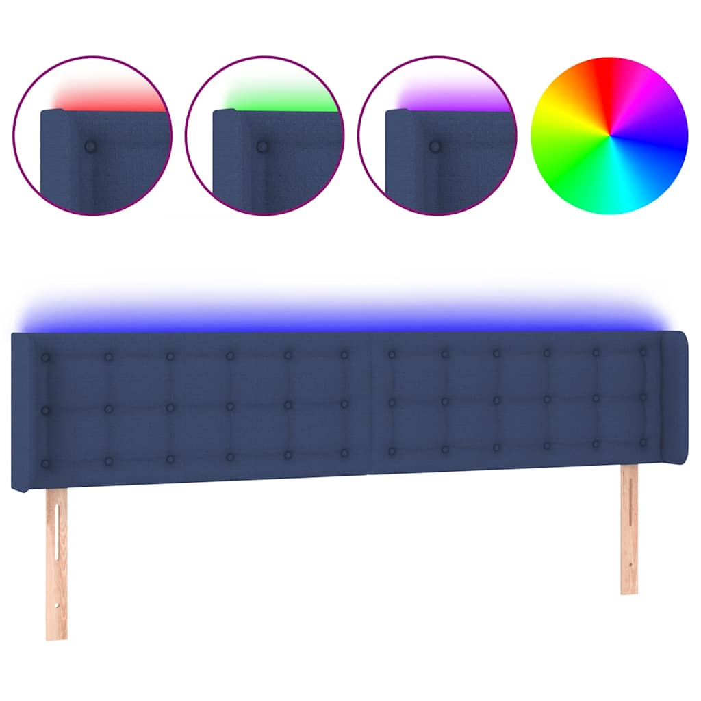 Vidaxl hoofdbord led 203x16x78 88 cm stof blauw