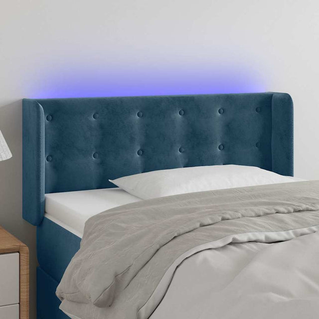 Vidaxl hoofdbord led 103x16x78 88 cm fluweel donkerblauw