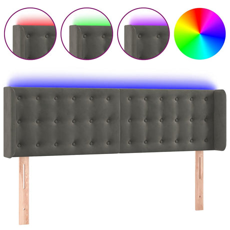 Vidaxl hoofdbord led 147x16x78 88 cm fluweel donkergrijs