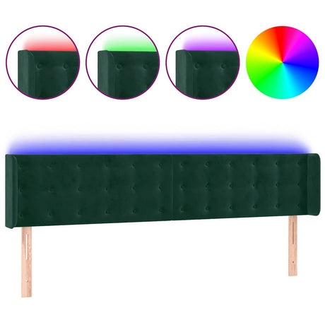 Vidaxl hoofdbord led 163x16x78 88 cm fluweel donkergroen