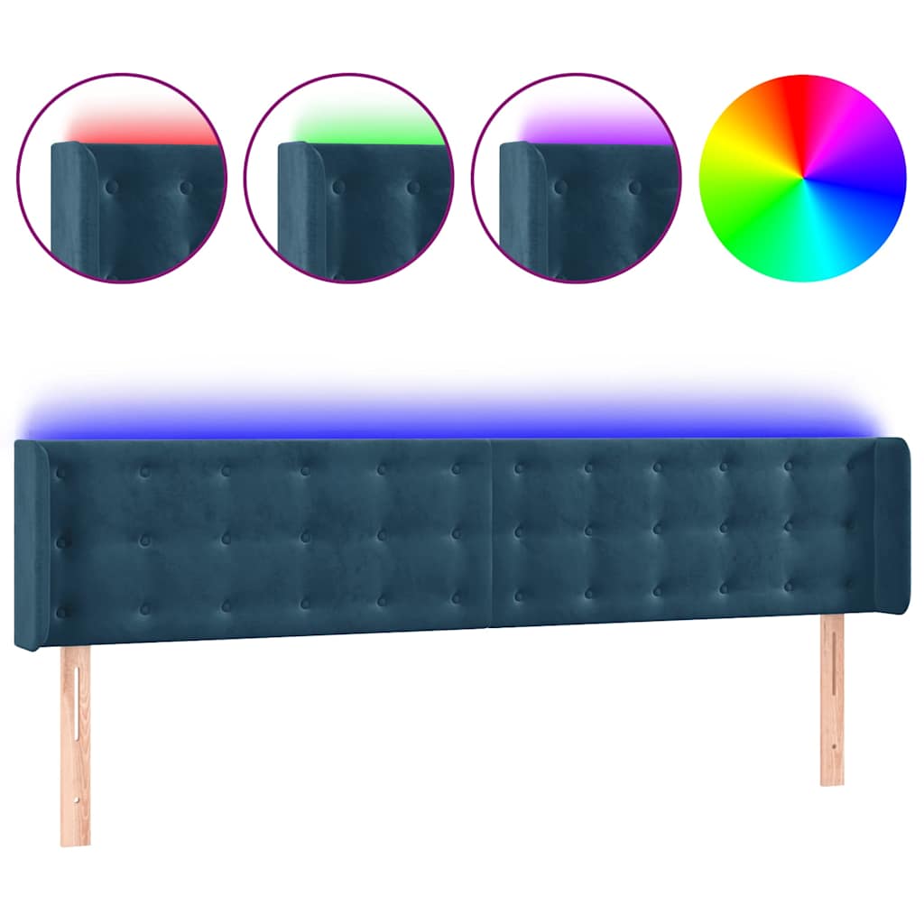 Vidaxl hoofdbord led 163x16x78 88 cm fluweel donkerblauw