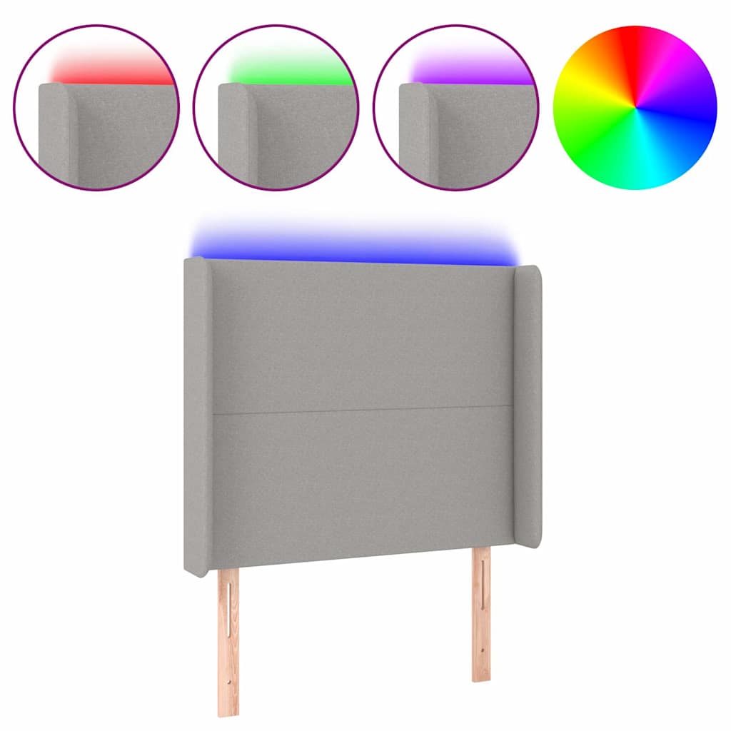 Vidaxl hoofdbord led 83x16x118 128 cm stof lichtgrijs