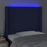 Vidaxl hoofdbord led 93x16x118 128 cm stof blauw