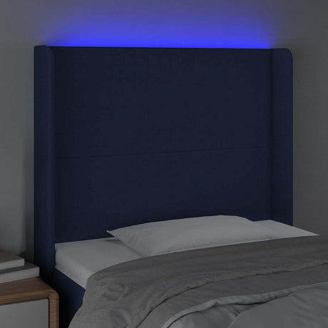 Vidaxl hoofdbord led 93x16x118 128 cm stof blauw