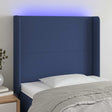 Vidaxl hoofdbord led 93x16x118 128 cm stof blauw