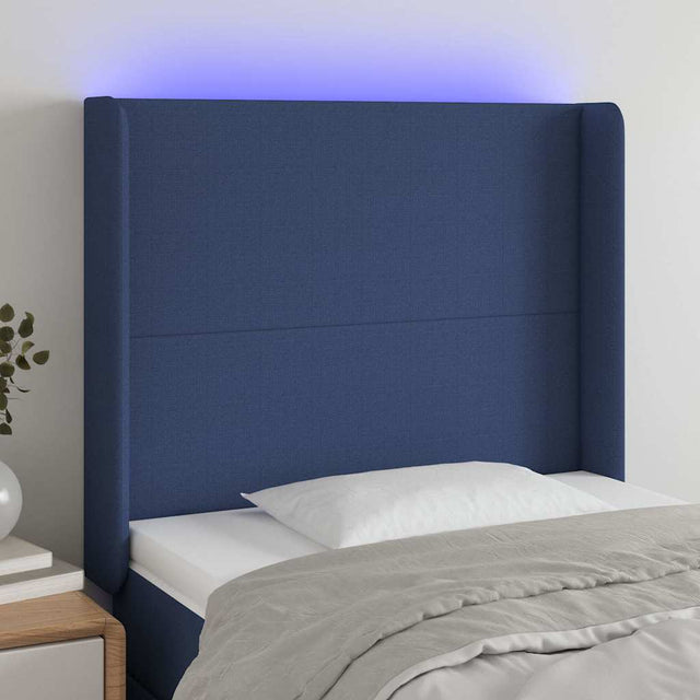 Vidaxl hoofdbord led 93x16x118 128 cm stof blauw