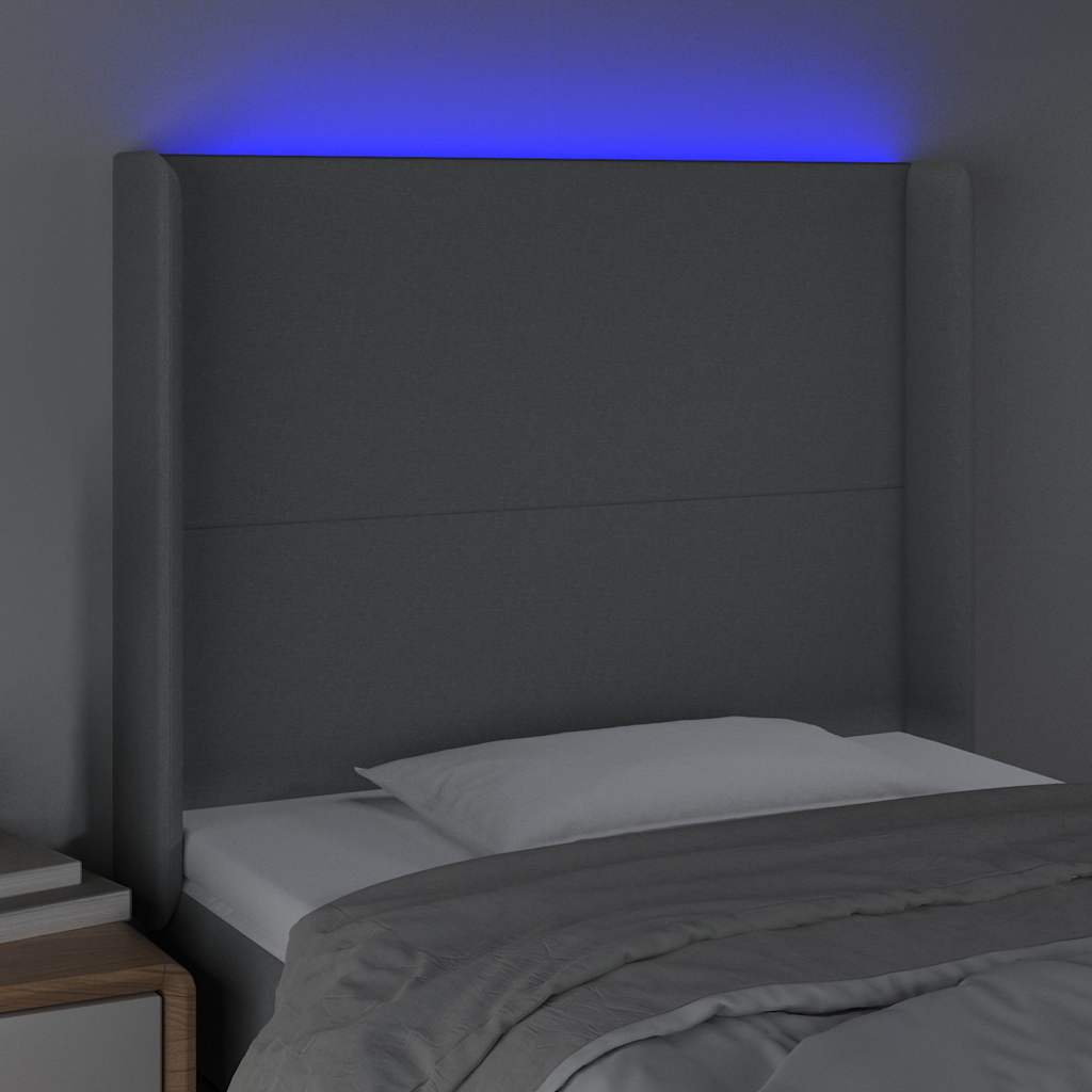 Vidaxl hoofdbord led 103x16x118 128 cm stof lichtgrijs