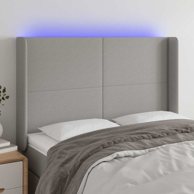 Vidaxl hoofdbord led 147x16x118 128 cm stof lichtgrijs