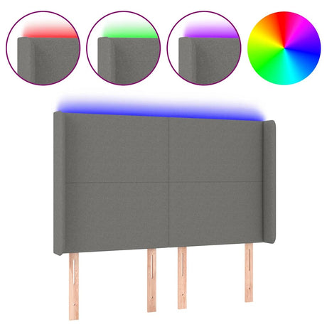 Vidaxl hoofdbord led 147x16x118 128 cm stof donkergrijs