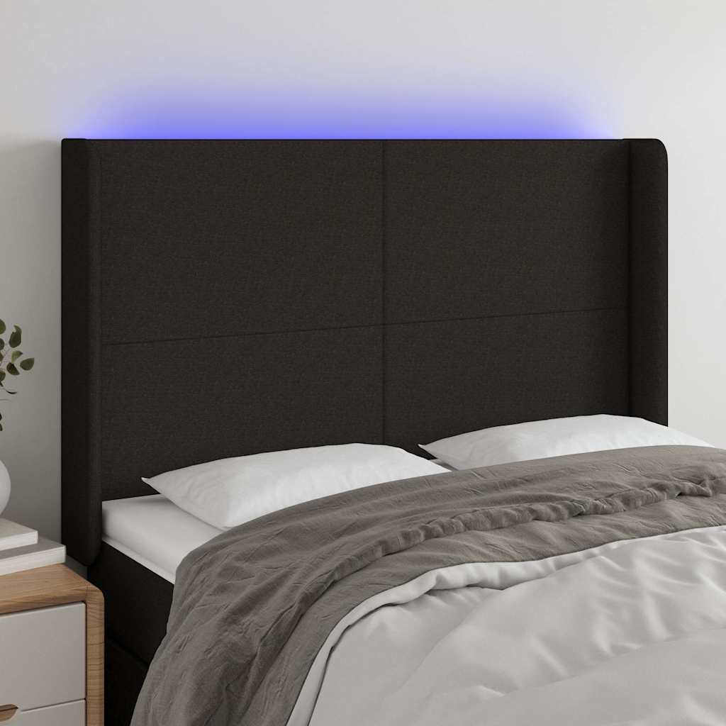 Vidaxl hoofdbord led 147x16x118 128 cm stof zwart