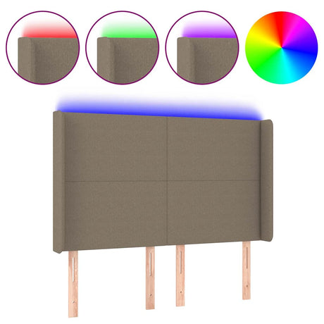 Vidaxl hoofdbord led 147x16x118 128 cm stof taupe