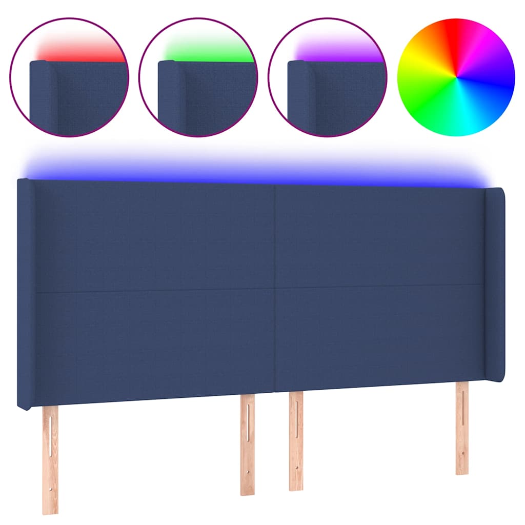 Vidaxl hoofdbord led 163x16x118 128 cm stof blauw