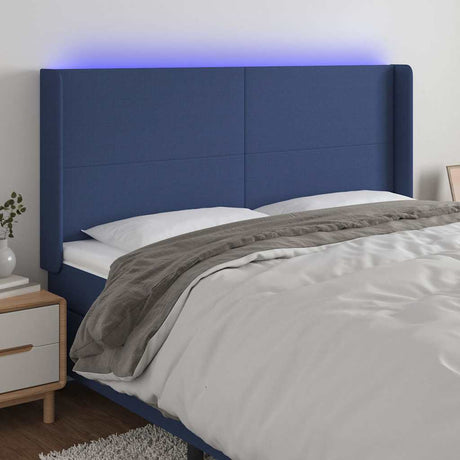 Vidaxl hoofdbord led 163x16x118 128 cm stof blauw