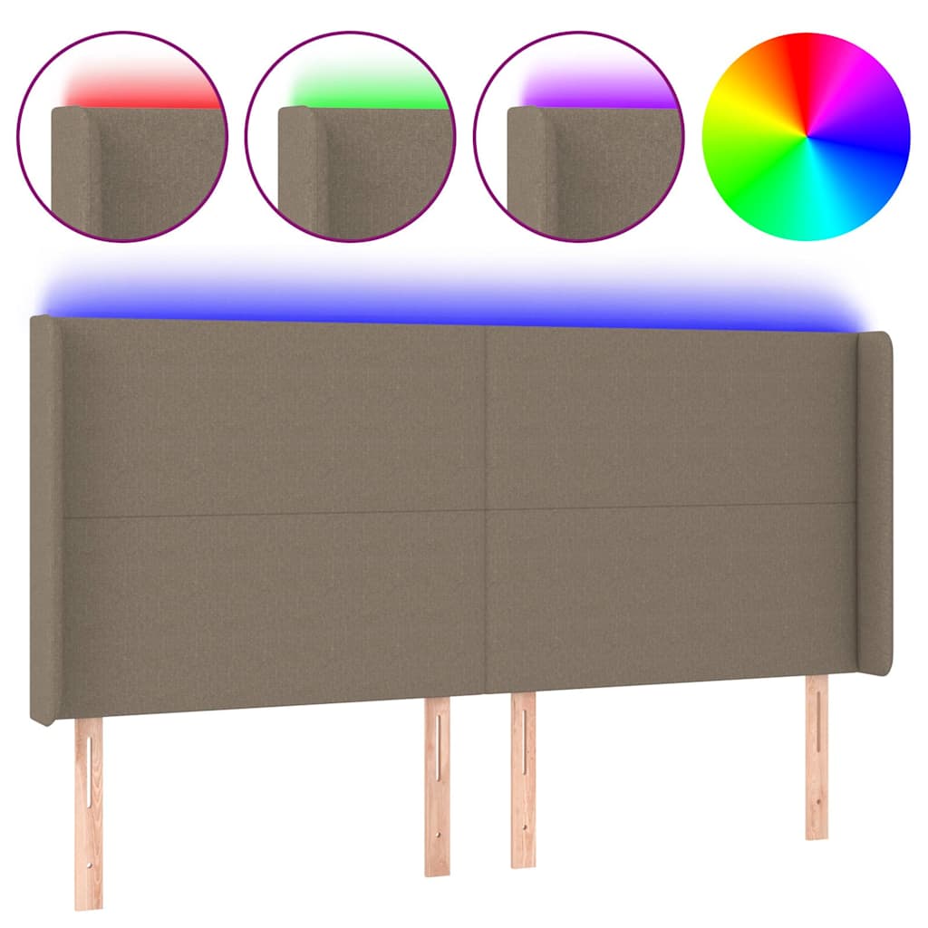 Vidaxl hoofdbord led 183x16x118 128 cm stof taupe
