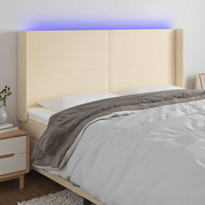 Vidaxl hoofdbord led 183x16x118 128 cm stof crèmekleurig