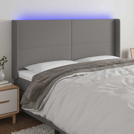 Vidaxl hoofdbord led 203x16x118 128 cm stof donkergrijs