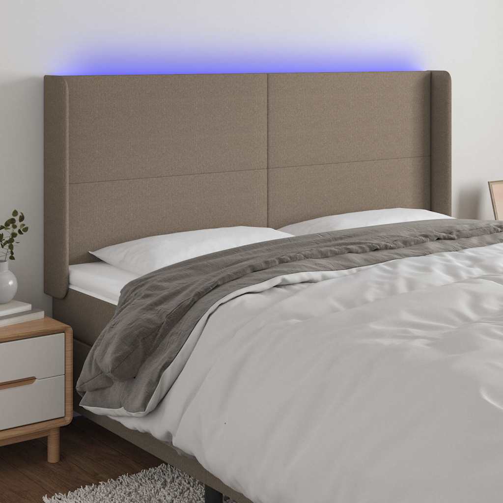 Vidaxl hoofdbord led 203x16x118 128 cm stof taupe