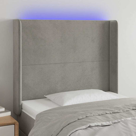 Vidaxl hoofdbord led 93x16x118 128 cm fluweel lichtgrijs
