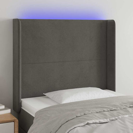 Vidaxl hoofdbord led 93x16x118 128 cm fluweel donkergrijs