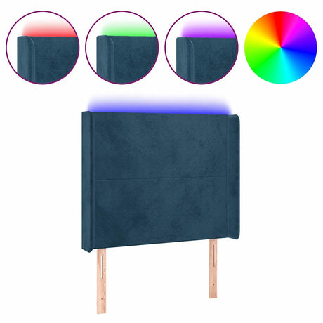 Vidaxl hoofdbord led 93x16x118 128 cm fluweel donkerblauw