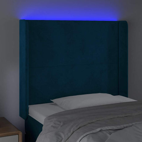 Vidaxl hoofdbord led 93x16x118 128 cm fluweel donkerblauw
