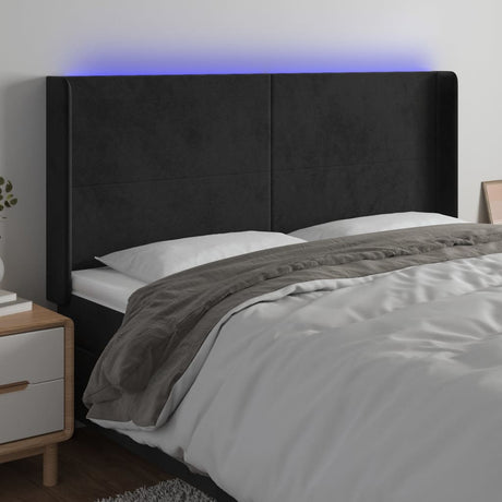 Vidaxl hoofdbord led 163x16x118 128 cm fluweel zwart