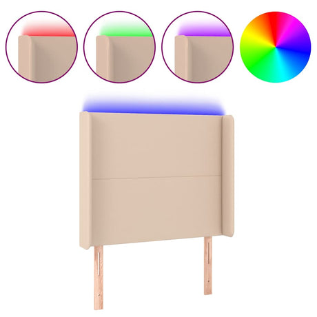 Vidaxl hoofdbord led 83x16x118 128 cm kunstleer cappuccinokleurig
