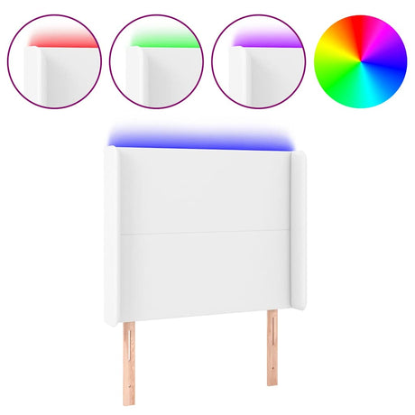 Vidaxl hoofdbord led 103x16x118 128 cm kunstleer wit