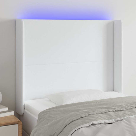 Vidaxl hoofdbord led 103x16x118 128 cm kunstleer wit