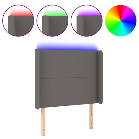 Vidaxl hoofdbord led 103x16x118 128 cm kunstleer grijs