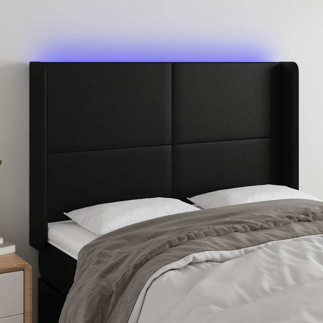 Vidaxl hoofdbord led 147x16x118 128 cm kunstleer zwart