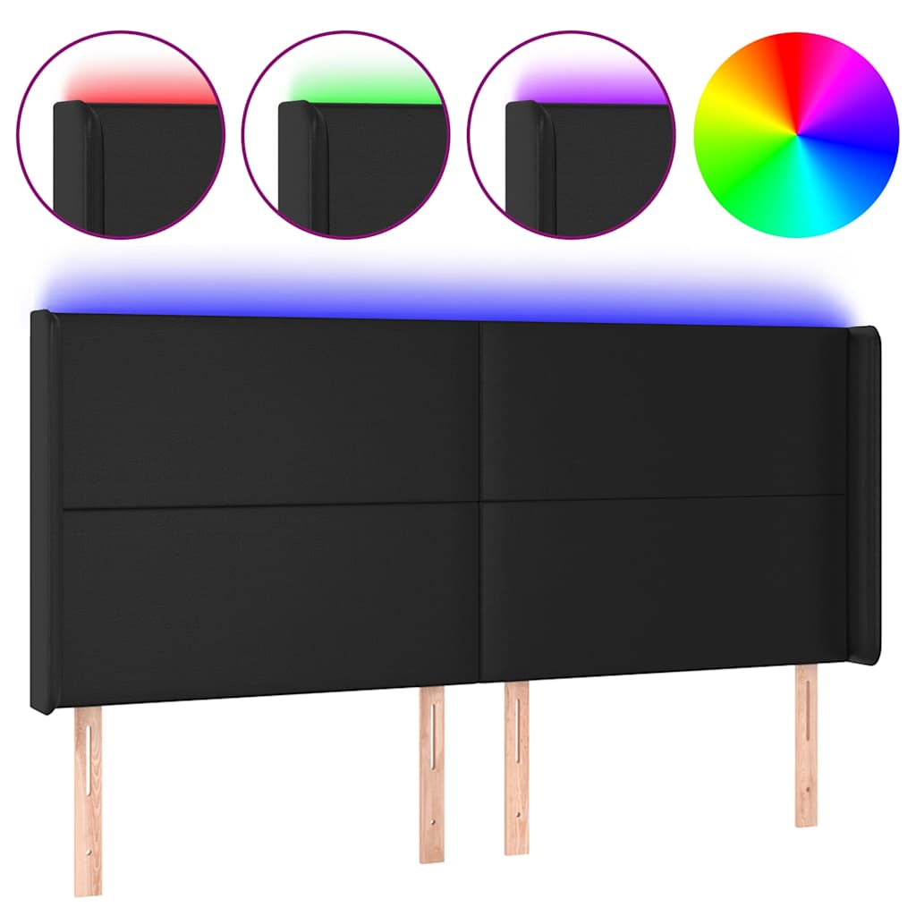 Vidaxl hoofdbord led 163x16x118 128 cm kunstleer zwart