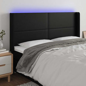 Vidaxl hoofdbord led 163x16x118 128 cm kunstleer zwart