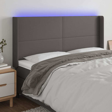 Vidaxl hoofdbord led 183x16x118 128 cm kunstleer grijs